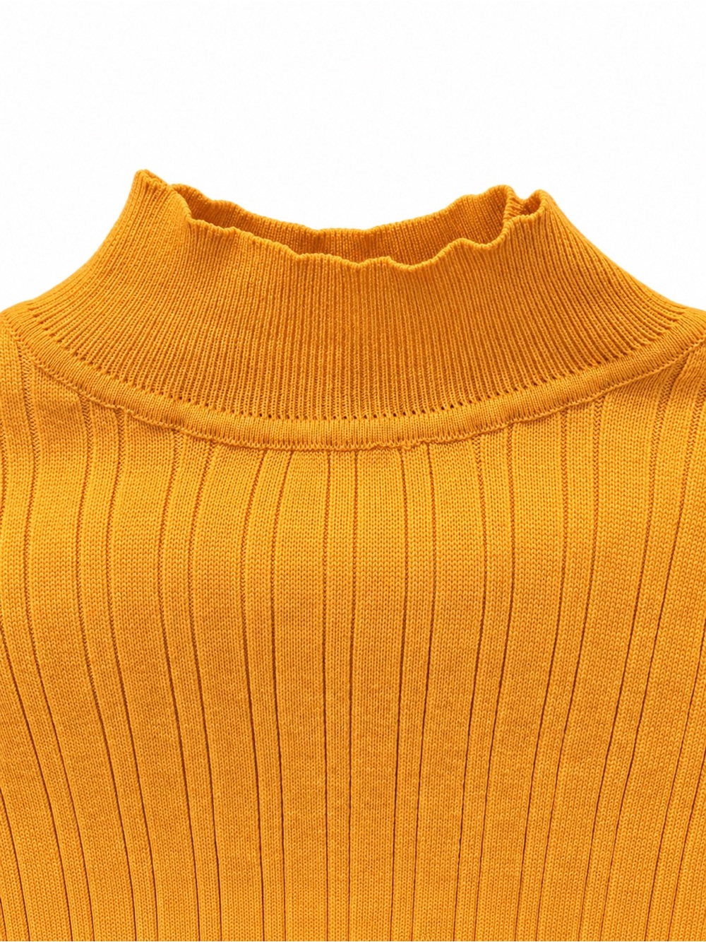 Roma Knit Mustard Yellow Ribbed Mock Neck Tie Back Crop Sweater M - Picture 4 of 7